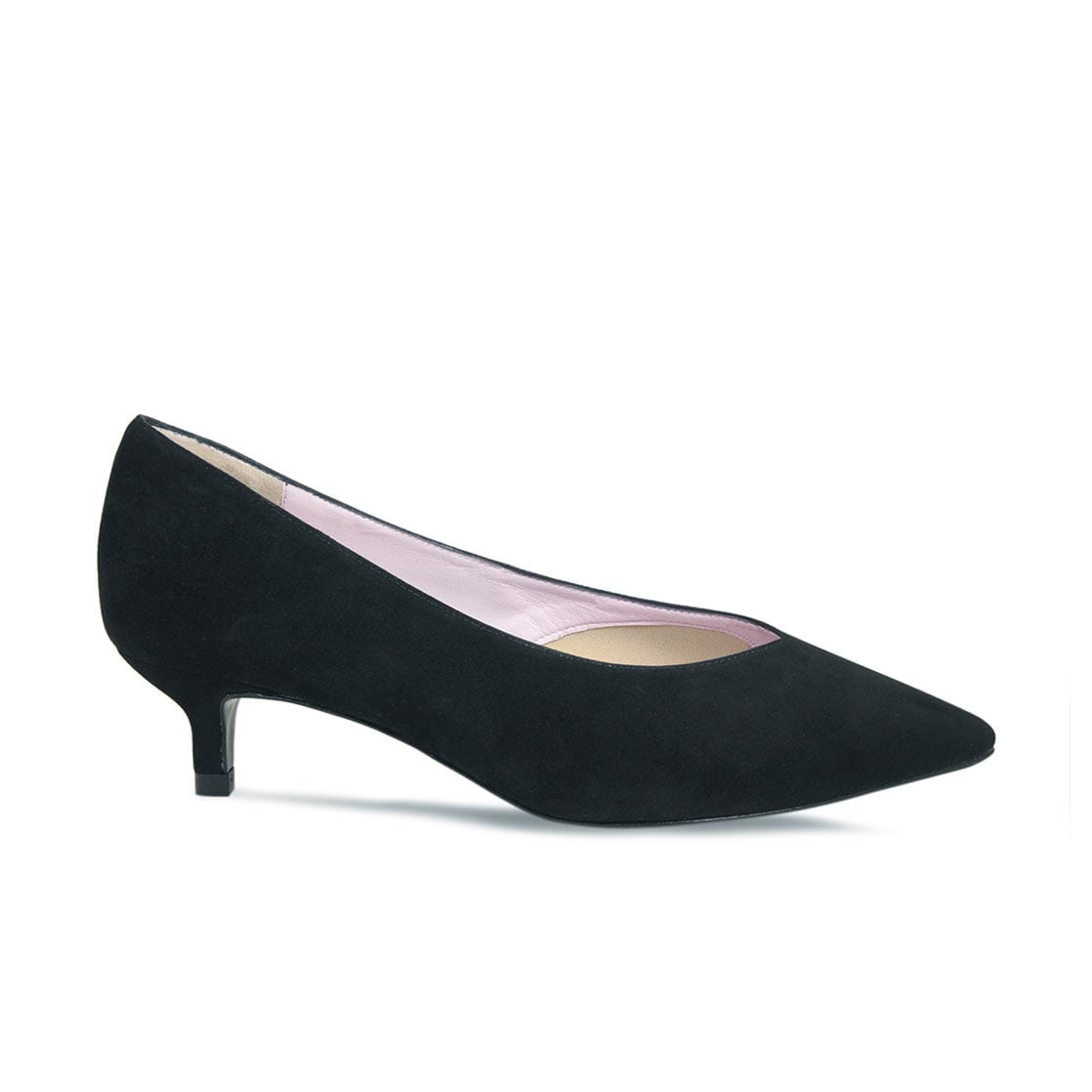 Kitty: Black Suede – Wide Fit Low Heels for Bunions